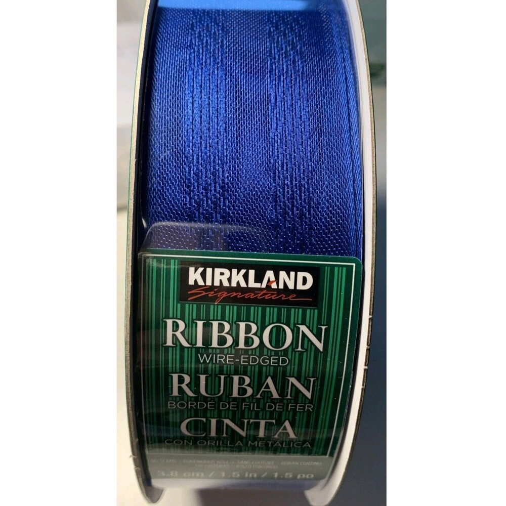 Kirkland Signature Royal Blue Textured Wire Edged Ribbon Spool 1.5"x50 Yards New